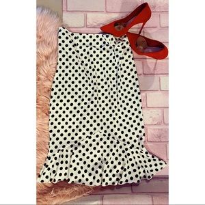 White and Black polka dot pencil skirt
